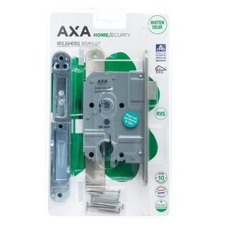 AXA Veiligheidsbeslag + Veiligheidsslot | AXA | 55 mm (Kruk, Kerntrekbeveiliging, Kort schild, Afgerond)  K010808583 - 
