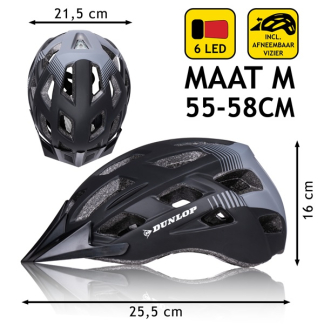 Dunlop Fietshelm | Dunlop (55-58 cm, Uniseks, led, Zwart) 871125226691 K170404638 - 3