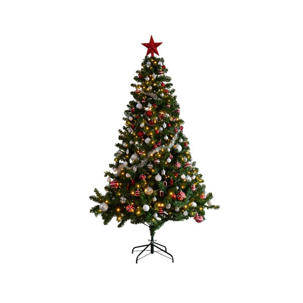 onvoorwaardelijk overal lavendel Kerstboom set | 1.5 meter (170 LEDs, Piek, Slingers, Kerstballen, Binnen,  Rood/Wit/Zilver) Everlands Kabelshop.nl