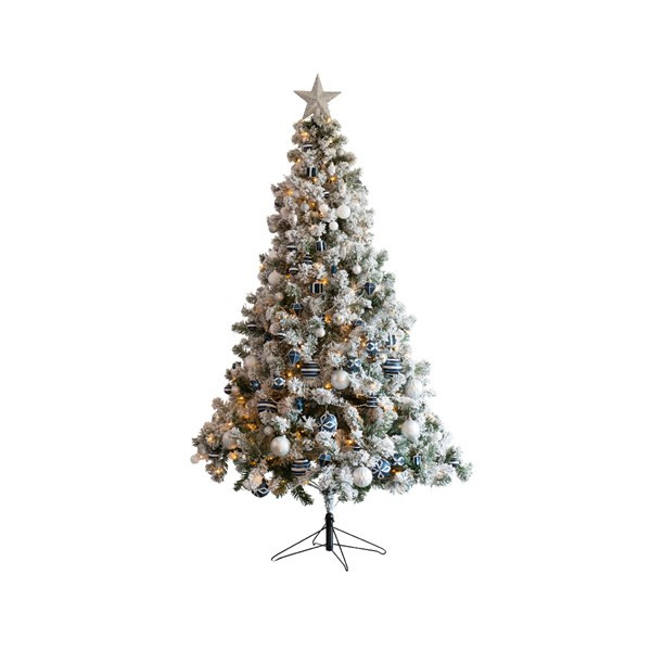 Evolueren straf Kiezelsteen Kerstboom set | 2.1 meter (380 LEDs, Besneeuwd, Piek, Slingers,  Kerstballen, Binnen, Wit/Zilver/Blauw) Everlands Kabelshop.nl