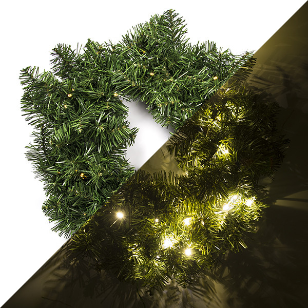 Kerstkrans | Everlands | 50 (40 LEDs, Timer, Batterijen, Binnen/Buiten) Everlands Kabelshop.nl