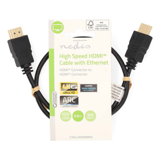Goobay HDMI kabel 1.4 | 0.5 meter (4K@30Hz) 69122 CVGL34000BK05 CVGP34000BK05 K5430SW.0.5 N010101000 - 