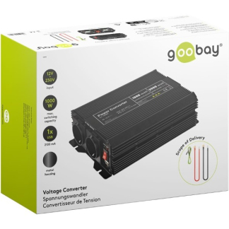 Goobay Spanningsomvormer | Goobay | 1000W (12 V DC – 230 V AC, Gemodificeerd, Dubbel stopcontact, USB A) 58890 K050801080 - 
