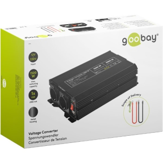Goobay Spanningsomvormer | Goobay | 1500W  (12 V DC – 230 V AC, Gemodificeerd, Dubbel stopcontact, USB A) 58884 K050801081 - 