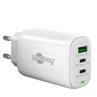 USB multipoort oplader | Goobay | 3 poorten (USB A, USB C, 65W, Power Delivery, Quick Charge, Wit)