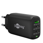 USB multipoort oplader | Goobay | 3 poorten (USB A, USB C, 65W, Power Delivery, Quick Charge, Zwart)