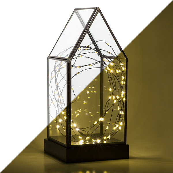 ketting schroef geur LED lantaarn | Konstsmide | 24.5 cm (80 LEDs, Glas, Timer, Batterij, Huisje,  Binnen) Konstsmide Kabelshop.nl