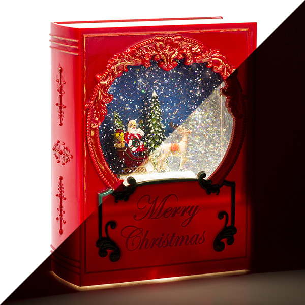 chef Bruin Snoep Kerstlantaarn boek met kerstman | Lumineo | 21 cm (LED, Batterijen) Lumineo  Kabelshop.nl