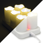 LED kaars | Lumineo | 6 stuks (Stompkaars, Bewegende vlam, Oplaadbaar, Wit)