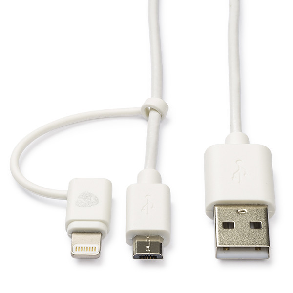 tabak Nominaal Rot Apple Lightning en Micro USB kabel 2.0 | 2 in 1 kabel | 1 meter (Wit) Nedis  Kabelshop.nl