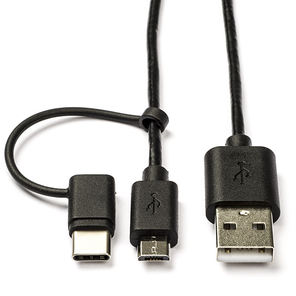 Supermarkt nietig Montgomery Apple oplaadkabel | USB C en Micro USB 2.0 | 2 in 1 kabel | 1 meter (Zwart)
