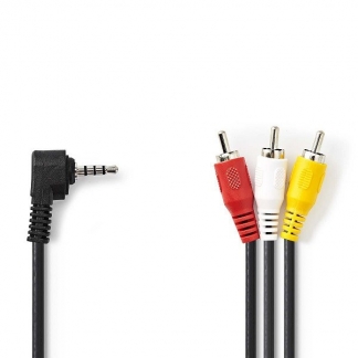 Nedis Composiet AV kabel | Nedis | 2 meter (Jack 3.5 mm naar 3x tulp, Vernikkeld) CVGL22400BK20 CVGP22400BK20 N010401126 - 
