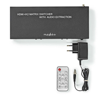 Nedis HDMI matrix | Nedis | 4- naar 2-poorts (Afstandsbediening, 4K@60Hz, HDCP, Toslink, 2x 3.5 mm) VMAT3482AT K020100066 - 