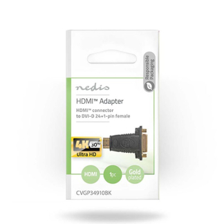 Nedis HDMI naar DVI adapter | Nedis (DVI-D, Dual Link, Verguld) CVGP34910BK N050100040 - 