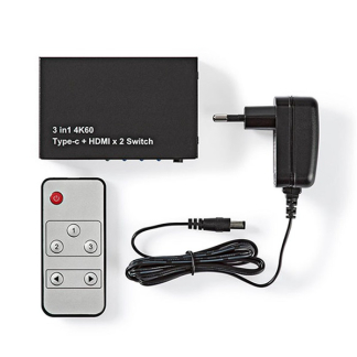 Nedis HDMI switch | Nedis | 3-poorts (Afstandsbediening, 4K@60Hz, USB C, HDCP) VSWI34721AT K010214150 - 