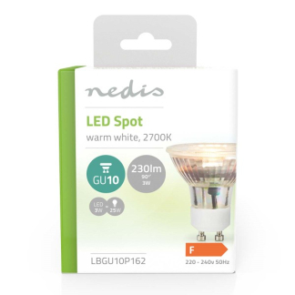 Nedis Led spot GU10 | Nedis (3W, 230lm, 2700K) LBGU10P162 K150201018 - 3