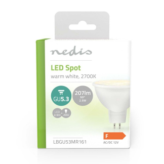 Nedis Led spot GU5.3 | Nedis (2.5W, 207lm, 2700K) LBGU53MR161 K170203756 - 3