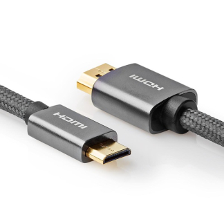 Nedis Mini HDMI naar HDMI kabel | Nedis | 2 meter (4K@60Hz, Ethernet, HDR, Nylon, Verguld) CVTB34500GY20 K010101051 - 