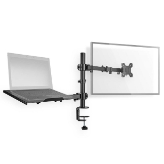 Nedis Monitorbeugel | Nedis | 15 tot 32 inch (Draai, zwenk en kantelbaar, Max. 8 kg, Met laptopstandaard) MMSISNB110BK K101501125 - 