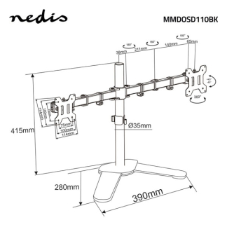 Nedis Monitorbeugel | Nedis | 15 tot 32 inch (Ergonomisch, Draai, zwenk en kantelbaar, Max. 7 kg) MMDOSD110BK K101501126 - 