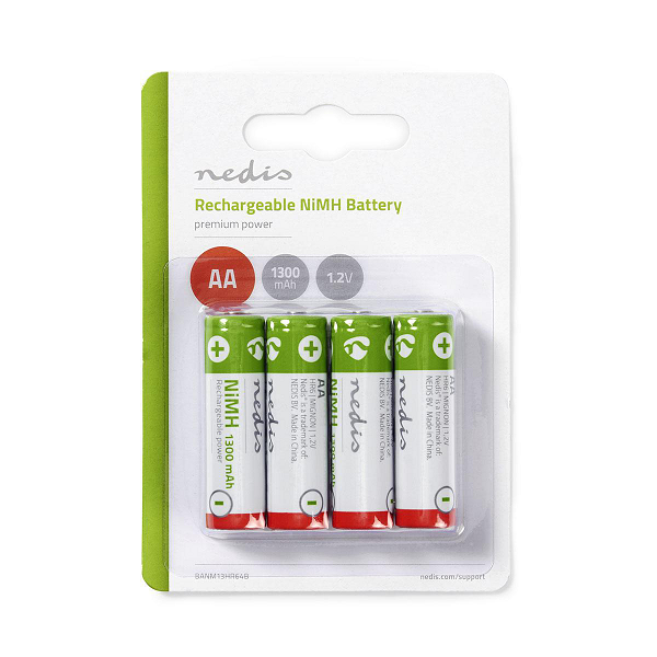 tabak wees onder de indruk Tahiti Oplaadbare AA batterij | Nedis | 4 stuks (NiMH, 1300 mAh, 1.2 V) Nedis  Kabelshop.nl