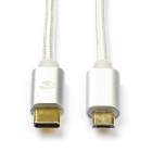 Oppo oplaadkabel | USB C ↔ Micro USB 2.0 | 3 meter (100% koper, Zilver)