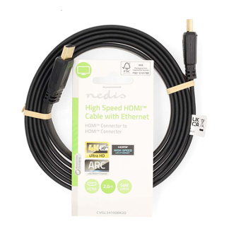 Nedis Platte HDMI kabel 1.4 | Nedis | 3 meter (4K@30Hz, Zwart) CVGL34100BK30 CVGP34100BK30 N010101128 - 