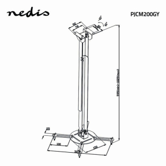 Nedis Projector beugel | Nedis | Plafond (Draai- en kantelbaar,10 kg, 60-100 cm) PJCM200GY N101501053 - 