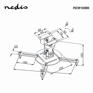 Nedis Projector beugel | Nedis | Plafond (Draai- en kantelbaar, 10 kg) PJCM100BK N101501050 - 