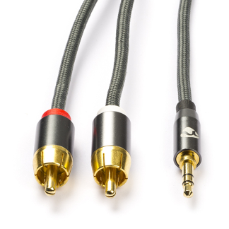 Nedis Tulp naar jack 3.5 mm kabel | Nedis | 5 meter (Stereo, Verguld, Grijs) CATB22200GY50 K010214268 - 