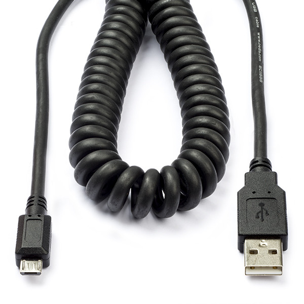 zoom Mart chocola USB A naar Micro USB kabel | 0.2 tot 2 meter | USB 2.0 (Spiraal, Zwart)