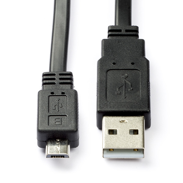 USB A Micro USB kabel | 1 meter | USB 2.0 (100% koper, Plat, Zwart)