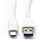 USB A naar USB C kabel | 1 meter | USB 3.0 (Vertind koper, Wit)