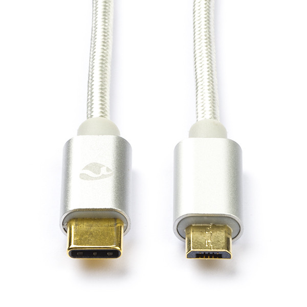 Inspireren Huh racket USB C naar Micro USB kabel | 2 meter | USB 2.0 (100% koper, Zilver)
