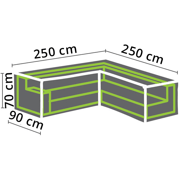Oppervlakte component spellen Loungesethoes L-vorm (250 x 90 x 70 cm, PP)