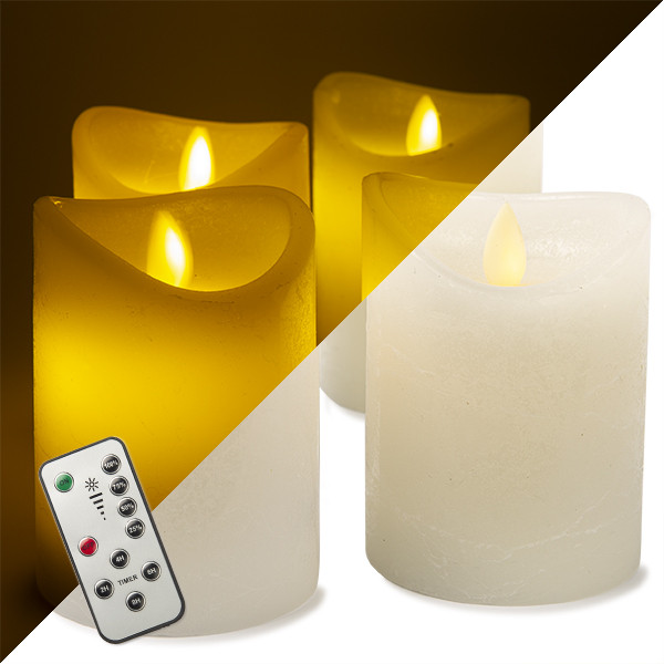 LED kaarsen multi action 4 stuks (Bewegende vlam, Timer, Dimbaar) PerfectLED Kabelshop.nl