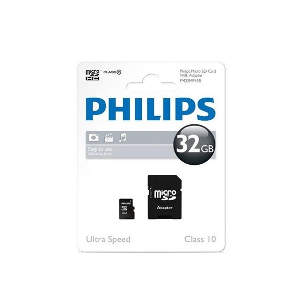 Dapper dump commentator Micro SDHC kaart met adapter | Philips (Class 10, 32 GB) Philips  Kabelshop.nl