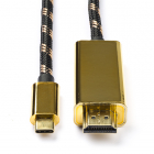 Roline USB C naar HDMI kabel | Roline | 2 meter (4K@60Hz, Verguld, Nylon) 11045847 K010214125