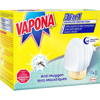 Vapona Muggenstekker + Navulling | Vapona | Combideal (Eurostekker, Tot 90 nachten beschermd, Bewezen effectief)  K170111792 - 